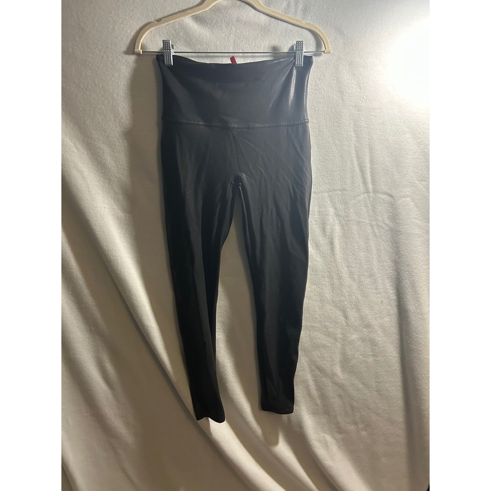 Spanx Faux Leather Leggings‎ Black High Waisted Slimming Size XL 24387R